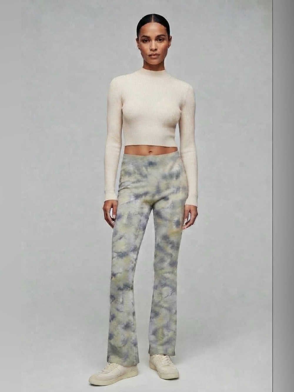 Zara Ribbed Tie-Dye Flare Pants